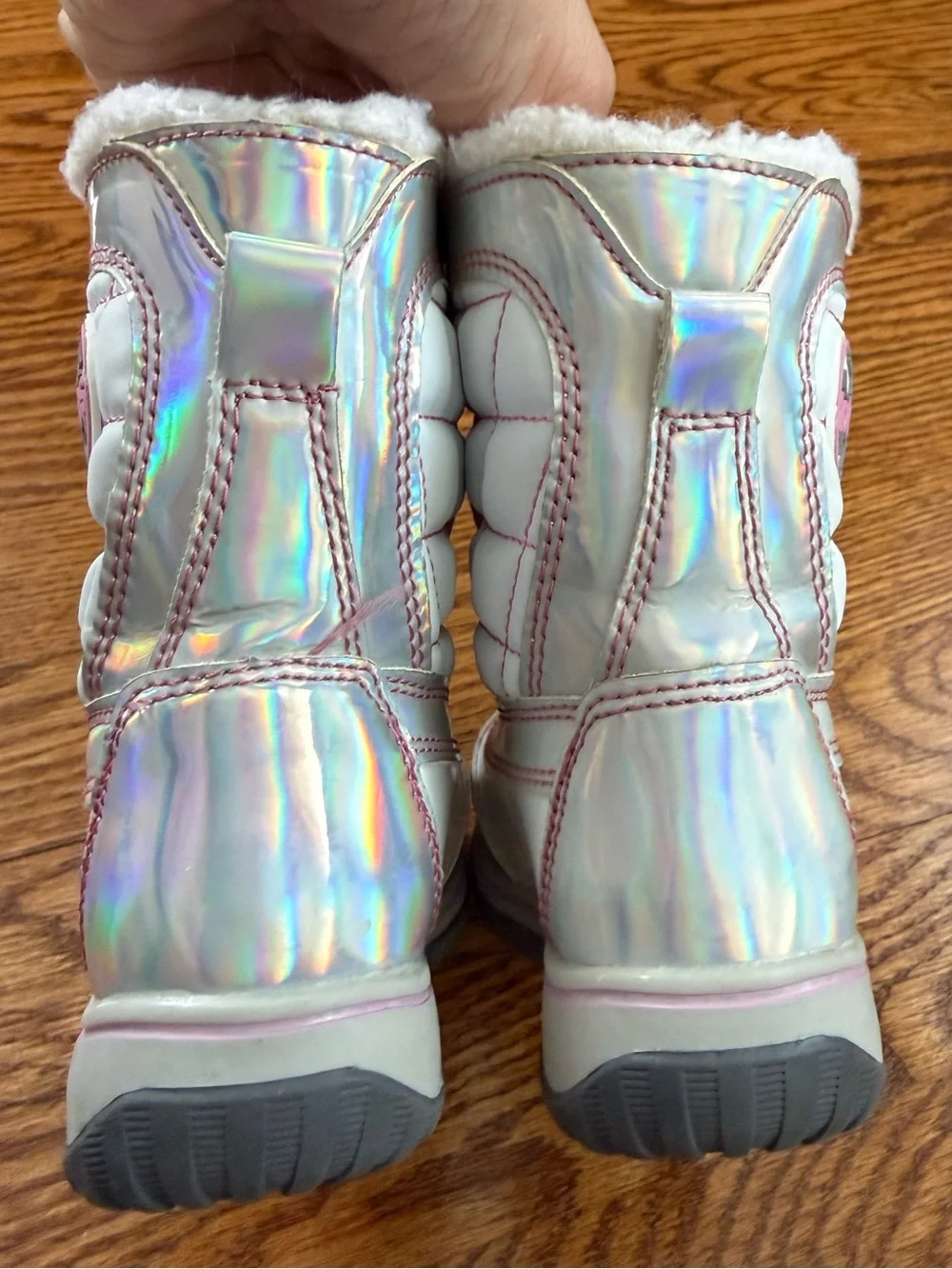 Totes Ernie Iridescent Holographic Toddler Snow Boots Size 6